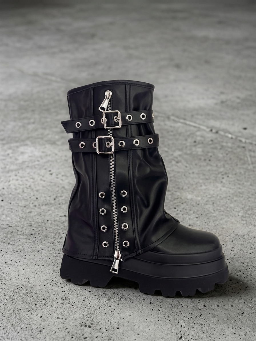 BOOT BIKER PLATAFORMA CORREAS